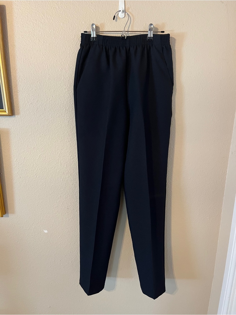 Donkey Women's Dark Navy Elastic-Waist Straight-Leg Trousers 8 Tall